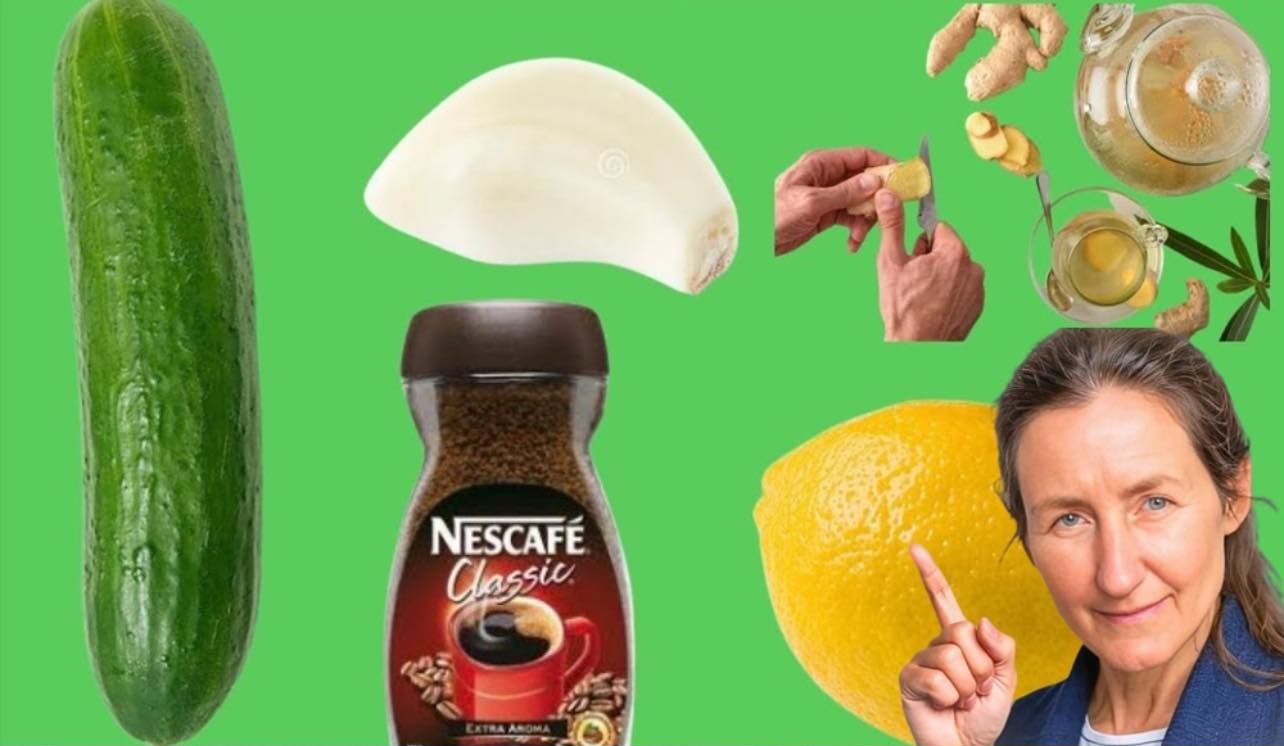 Combinación de café con pepino, ajo y naranja