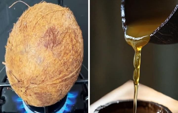 Proceso de hacer aceite de coco en casa