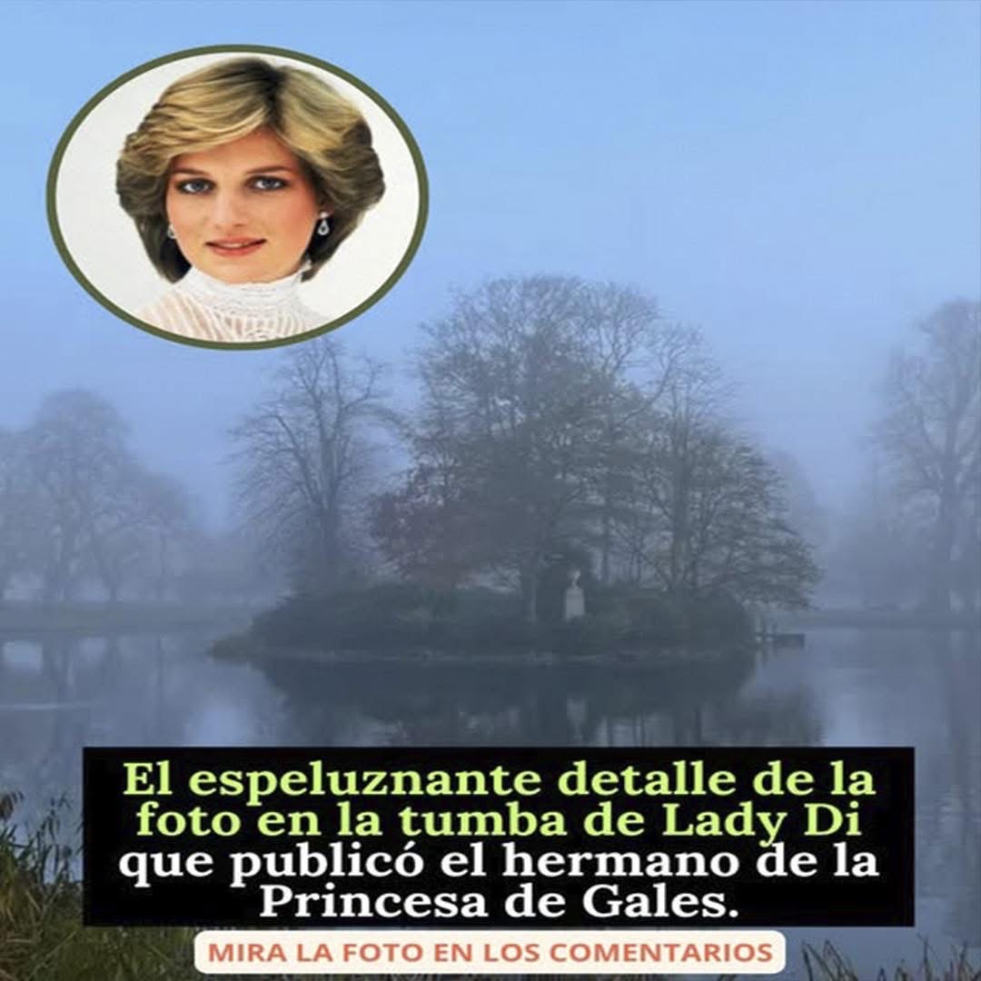 Tumba de Lady Di en un paisaje neblinoso